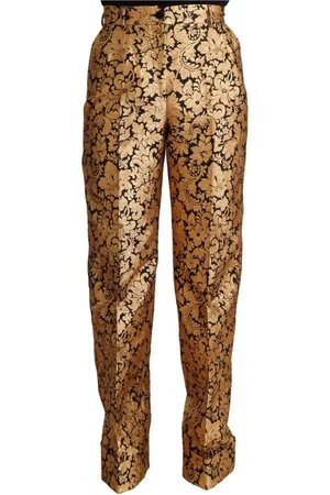 Dolce & Gabbana Wide Trousers, female, , S, Floral Jacquard High Waist Trousers