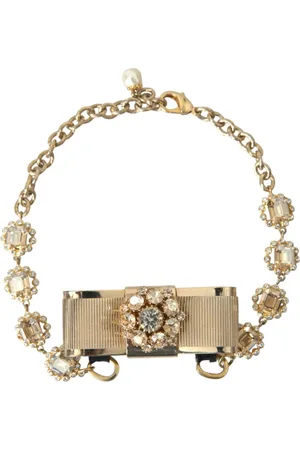 Dolce & Gabbana Necklaces, female, , ONE SIZE, Crystal Bow Chain Choker Necklace