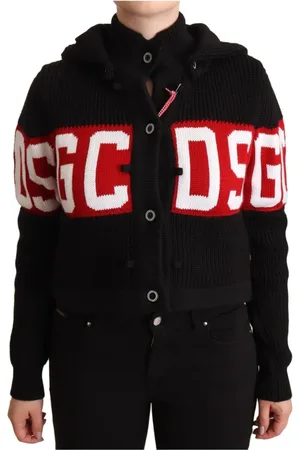 GCDS Authentic Knitted Hooded Cardigan Jacket with Logo