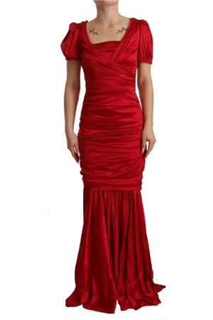 Dolce & Gabbana Maxi Dresses, female, , XS, Silk Stretch Sheath Mermaid Dress Dress