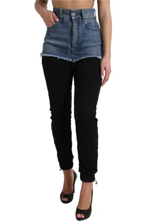 Dolce & Gabbana Skinny Jeans, female, , XS, Chic High Waist Skinny Trousers with Denim Shorts