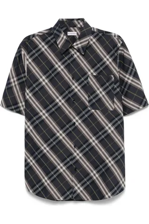 Burberry Short Sleeve Shirts, male, , L, Button-Up Shirt with B Shield