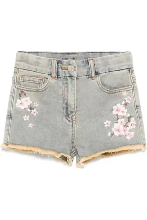 MONNALISA Shorts, female, , 6 Y, Peach Blossom Denim Shorts