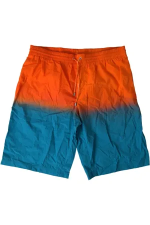 Dolce & Gabbana Beachwear, male, , XL, Gradient Effect Swim Shorts in Vibrant Orange