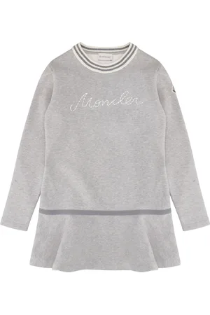 Moncler Dresses, female, , 14 Y, Cotton Mini-Dress with Contrasting Neckline