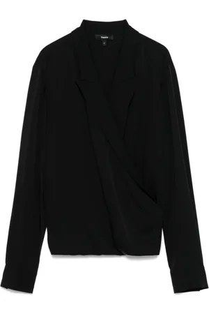 THEORY Silk Crossover Neckline Shirt