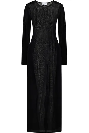 Jean Paul Gaultier Maxi Dresses, female, , M, Crewneck Velvet Stripe Tight Fit