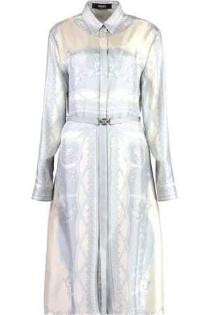 VERSACE Silk Shirtdress with La Coupe Des Dieux Print
