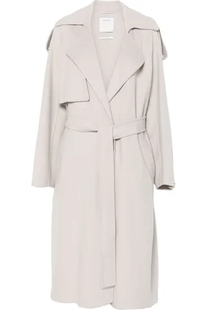 Sportmax Trench Coats, female, , XS, Dove Grey Belted Coat with Pockets
