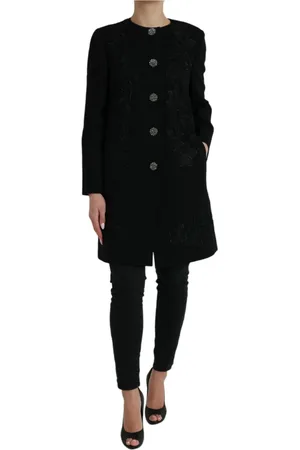 Dolce & Gabbana Floral Wool Trenchcoat with Buttons
