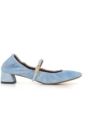 Lanvin Pumps, female, , 6 UK, Denim Ballerina Shoes with Square Heel
