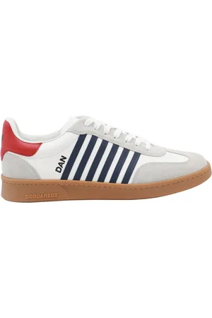 Dsquared2 Sneakers, male, , 7 UK, White Leather Trainers with Stripes