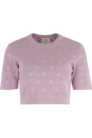 Givenchy Round-neck Knitwear, female, , M, Ribbed Jacquard Knit Cropped Top