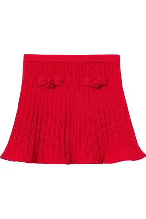 Self-Portrait Ribbed Knit Flared Skirt