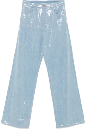 FEDERICA TOSI Wide Jeans, female, , W25, Sky Sequin Denim Jeans