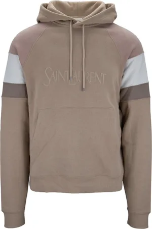 Saint Laurent Hoodies, male, , XL, Hooded Cotton Sweatshirt with Drawstring