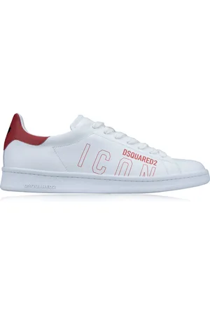 Dsquared2 Sneakers, male, , 12 UK, Leather Lace-Up Trainers with Brand Print