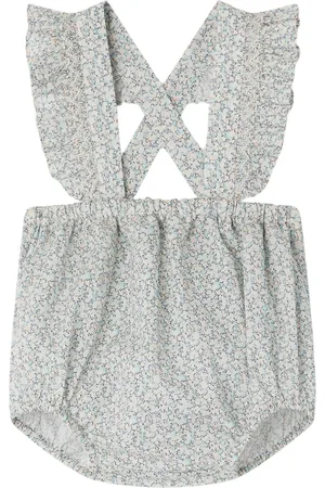 BONPOINT Jumpsuits, female, , 3 M, Floral Bloomers Romper with Frill Trims