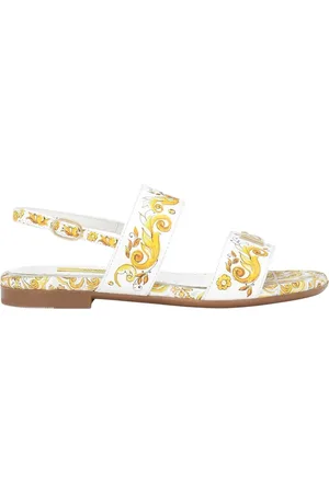 Dolce & Gabbana Maiolica Leather Girls Sandals