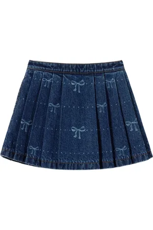 Self-Portrait Denim Bow Print Skirt