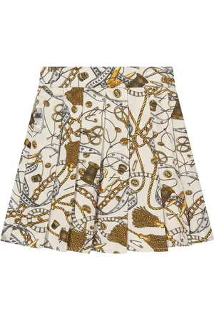 Moschino Skirts, female, , 4 Y, Pleated Chains Skirt in Ivory