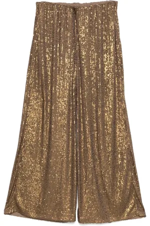 Norma Kamali Wide Trousers, female, , XS, Toffee Sequin Boyfriend Trousers