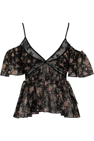 ANIYE BY Floral Lace Top with Open Shoulders