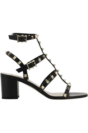 VALENTINO GARAVANI High Heel Sandals, female, , 4 1/2 UK, Studded Leather Chunky Heel Sandals