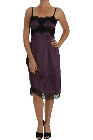 Dolce & Gabbana Midi Dresses, female, , XS, Elegant Silk Lace Chemise Dress