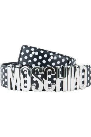 Moschino Belts, female, , M, Polka Dot Leather Belt with Silver Branding