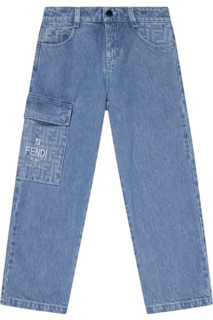 Fendi Jeans, unisex, , 14 Y, Washed Denim Jeans with Logo