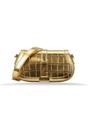 VERSACE Laminated Leather Handbag with Magnetic Button