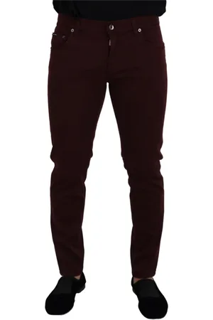 Dolce & Gabbana Slim-fit Jeans, male, , L, Bordeaux Slim Fit Jeans - Italian Luxury