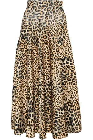 Norma Kamali Midi Skirts, female, , XS, Grace Skirt Caramel Cheetah Print