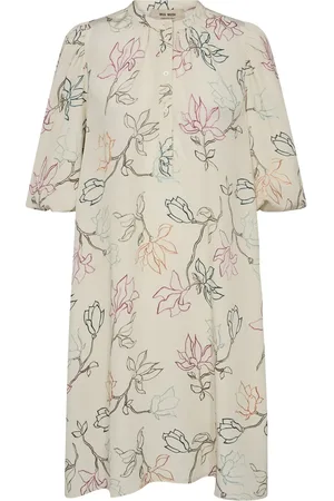 Mos Mosh Midi Dresses, female, , M, Feminine Dress with Print and Mandarin Collar