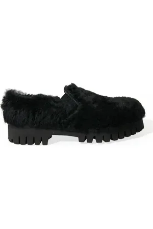 Dolce & Gabbana Loafers, male, , 8 1/2 UK, Elegant Fur Slip On Loafers for Men