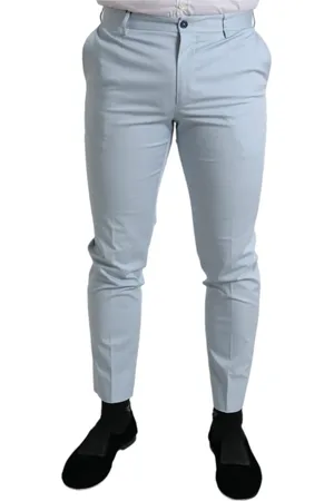 Dolce & Gabbana Slim-fit Trousers, male, , 4XL, Sky Cotton Skinny Trousers