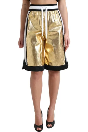 Dolce & Gabbana Casual Shorts, female, , XS, Golden High-Waisted Metallic Shorts