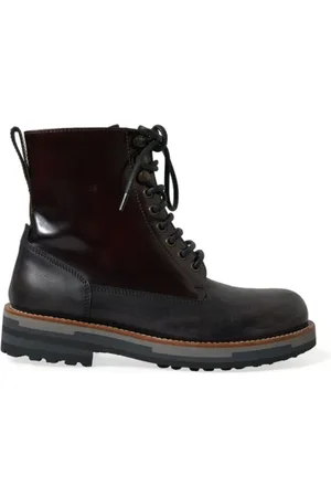 Dolce & Gabbana Lace-up Boots, male, , 7 1/2 UK, Bi-Color Leather Mid Calf Boots