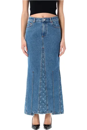 Marine Serre Denim Skirts, female, , XS, Moon Laser Denim Long Skirt