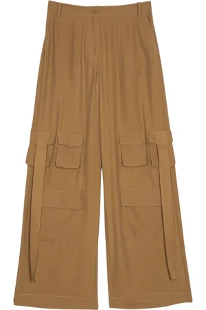 Twin-Set Wide Trousers, female, , M, Cargo trousers with crêpe de Chine