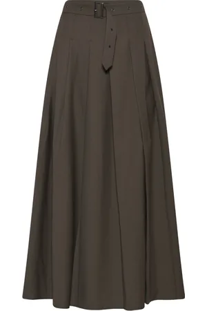 Bruuns Bazaar Dark Concrete Midi Skirt with Belt