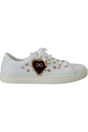 Dolce & Gabbana Sneakers, female, , 2 UK, Leather Trainers with Gold Studs