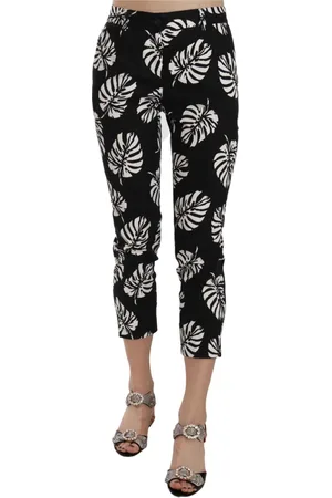 Dolce & Gabbana Cropped Trousers, female, , 2XS, Elegant Skinny Capri with Palm Print