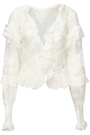 For Love & Lemons Blouses, female, , L, Lace Holiday Blouse with Ruffle