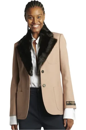 Nº21 Flesh-colored Fur Neck Blazer