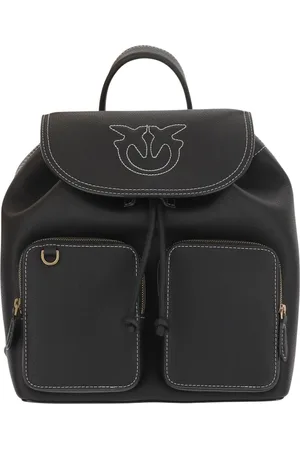 Pinko Backpacks, female, , ONE SIZE, Leather Backpack with Love Birds Embroidery