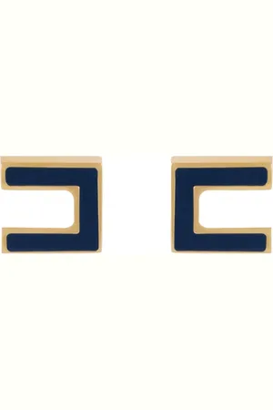 Elisabetta Franchi Gold Logo Earrings with Colored Enamel