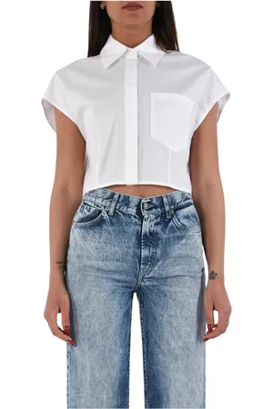 Dondup Shirts, female, , S, Cropped Cotton Poplin Shirt