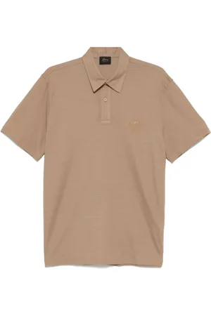 BRIONI Polo Shirts, male, , M, Embroidered logo polo shirt short sleeve